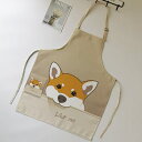 A021114柴犬 エプロン カフェエプロン 母の日 保育士 配膳用品 飲食店 作業用 犬柄