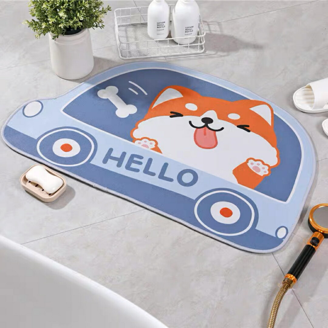 A021178ラグマット リビングマット．コーギー犬 玄関マットカーペット お風呂マット