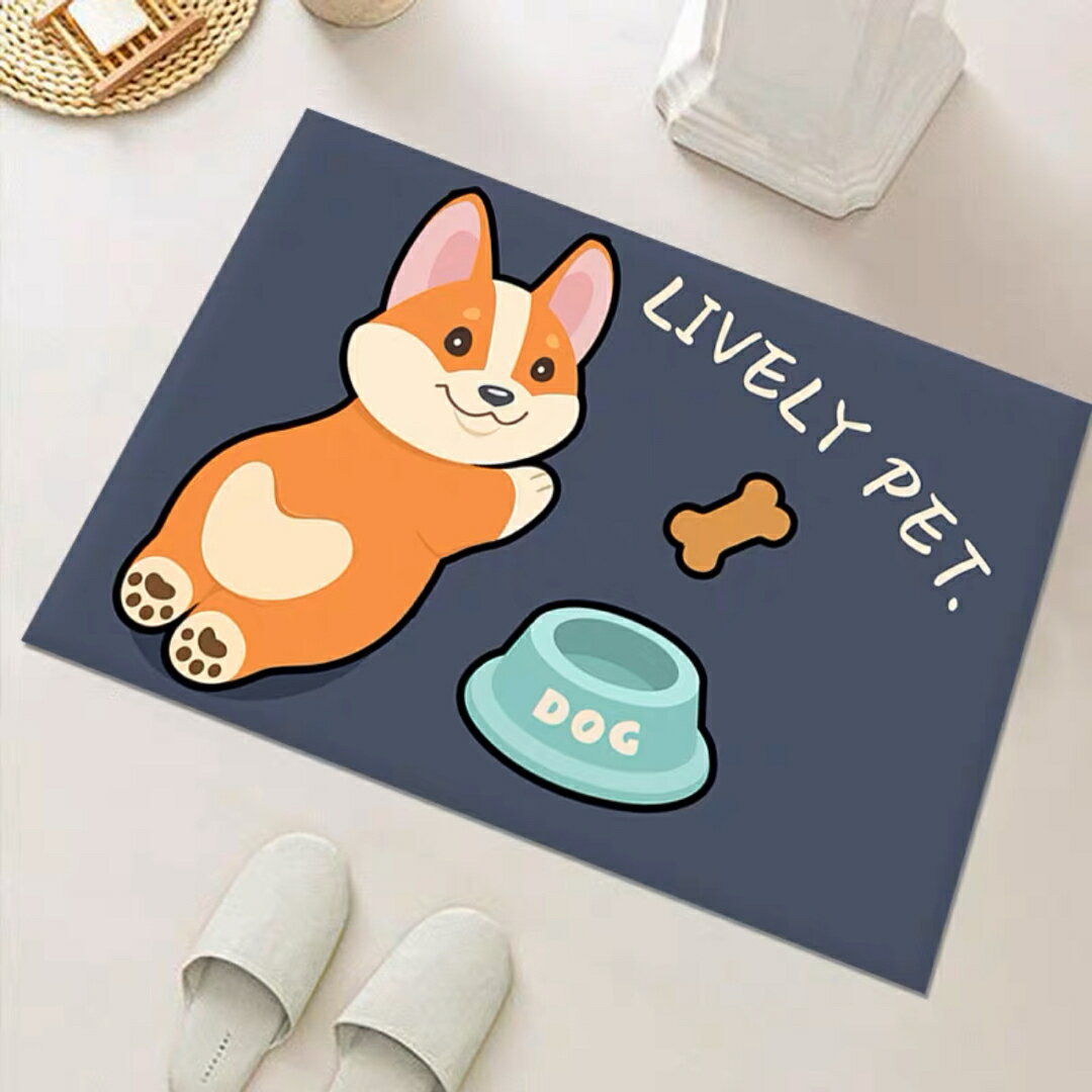 Rakuten - A019062ラグマット リビングマット．コーギー犬 玄関マットカーペット お風呂マット