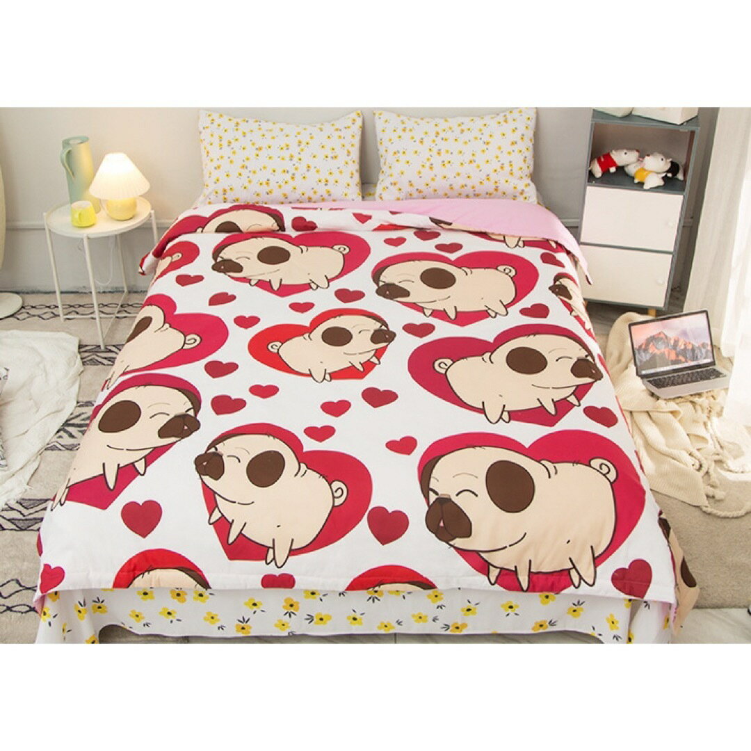 A019113可愛い 毛布 ブランケット ひざ掛け かけ布団150x200パグ雑貨