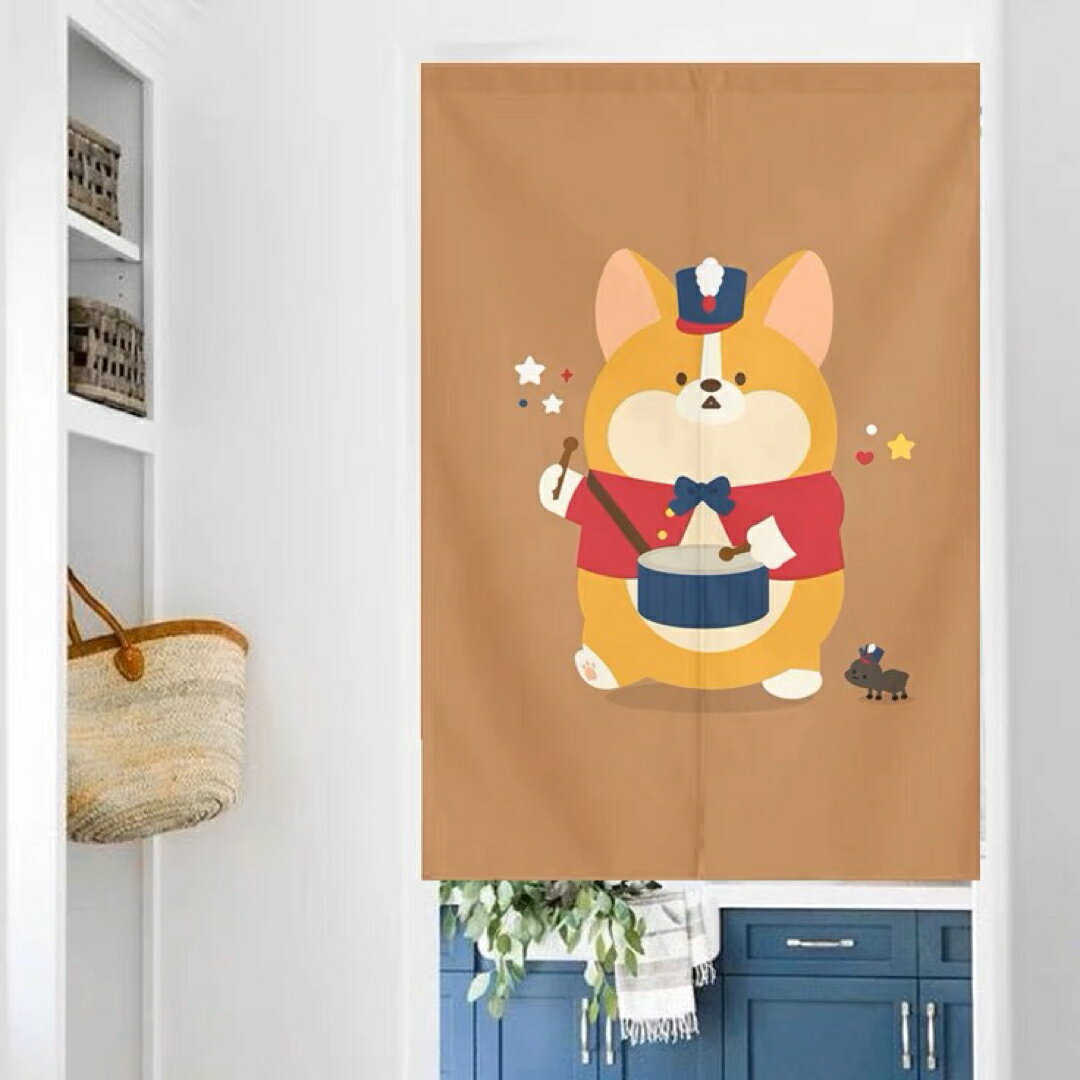 Rakuten - A019143のれん ロング 暖簾 犬柄 イヌ 間仕切り 洋風 ．ウェルシュ・コーギー雑貨