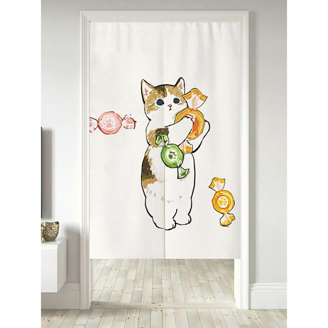 A060360のれん ロング 暖簾 85×150 間仕切り 洋風 輸入雑貨 猫柄cat ネコ