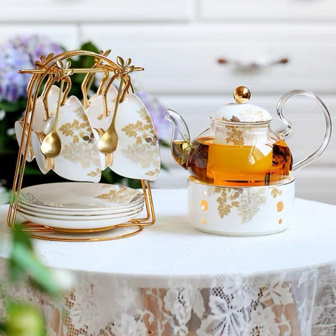 A030772ティー・コーヒーカップセット カップ＆ソーサー4客セット ．陶磁器ティーセット