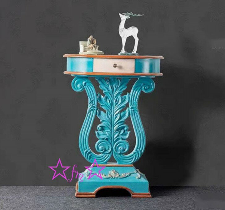 A023477高級サイドテーブル コンソールテーブル 玄関テーブル 花台 電話台 アンティーク調デザイン 高さ60cm