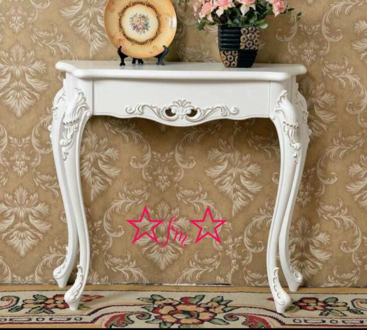 A036249サイドテーブル コンソールテーブル 玄関テーブル 花台 電話台 アンティーク調デザイン半円コンソールテーブル