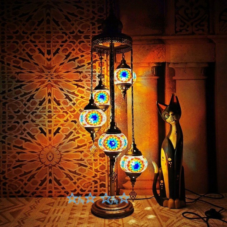 A0249155灯モザイクランプ フロアスタンド ★トルコランプガラス照明アンティーク調フロアライト