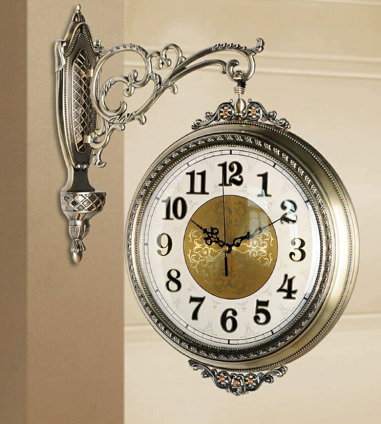 壁掛け時計 クロック かけ時計 掛け時計 両面時計 豪華 [3]