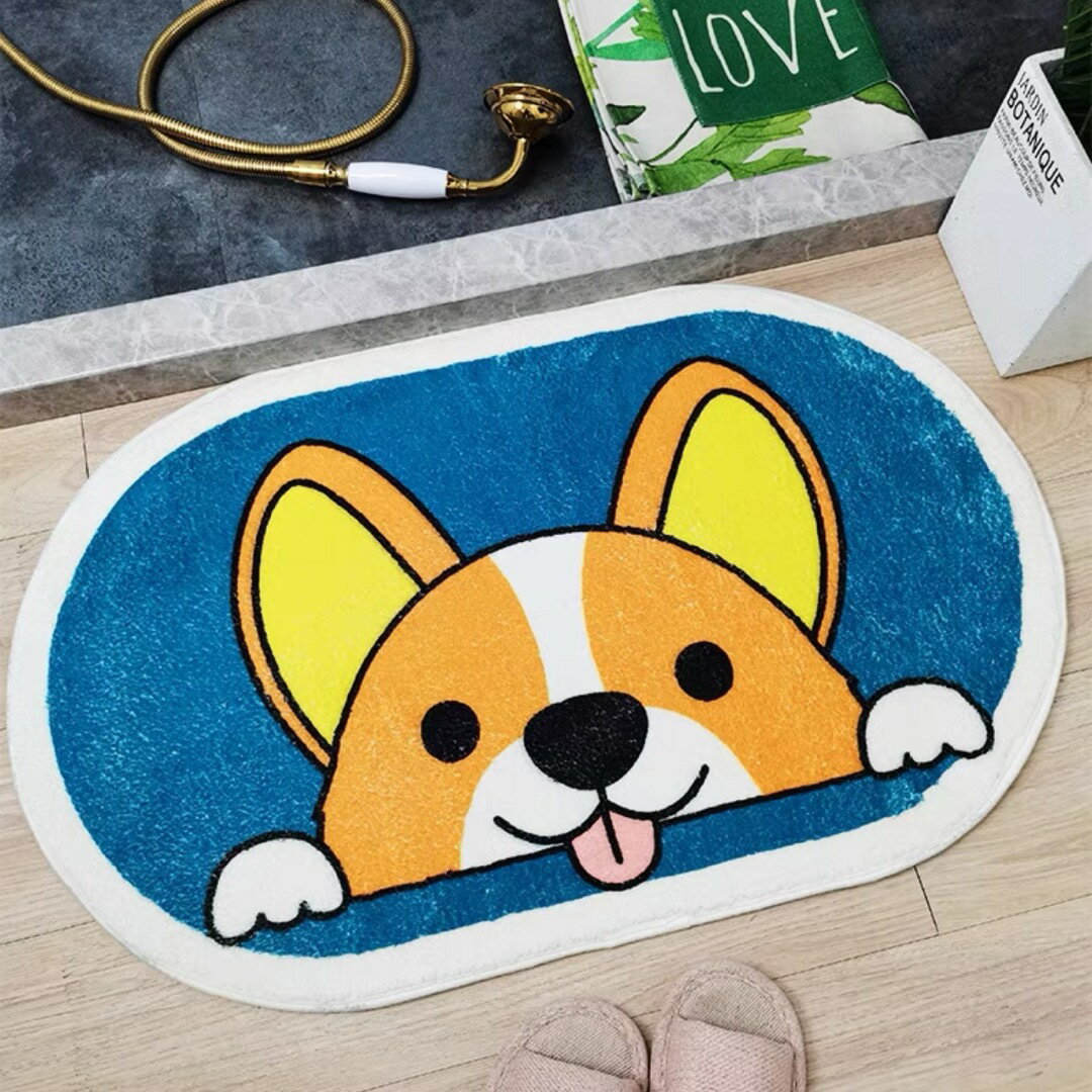 Rakuten - A031146ラグマット リビングマット．コーギー犬 玄関マットカーペット お風呂マット