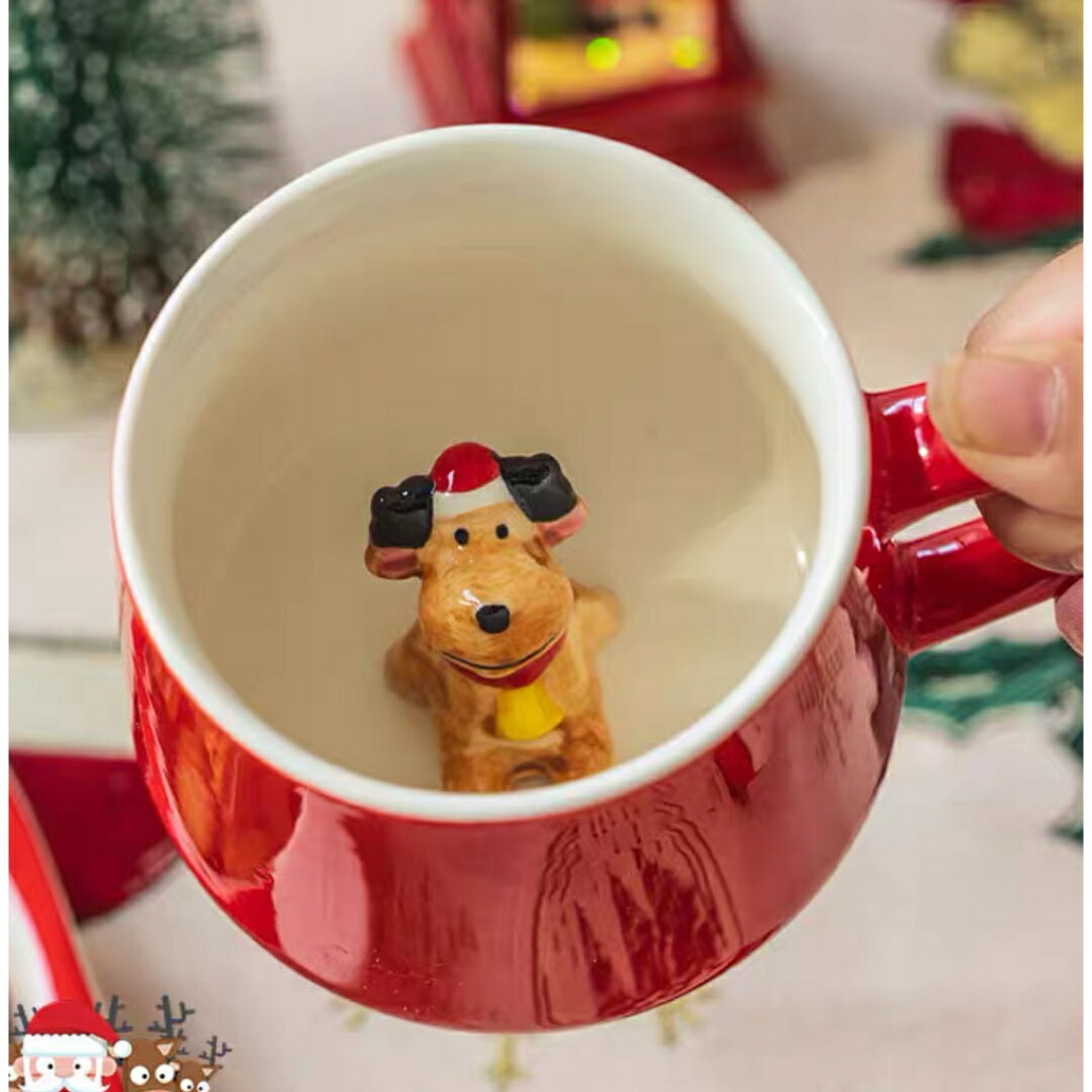 A060465マグカップ クリスマス コップ サンタクロースティーカップ 立体陶器