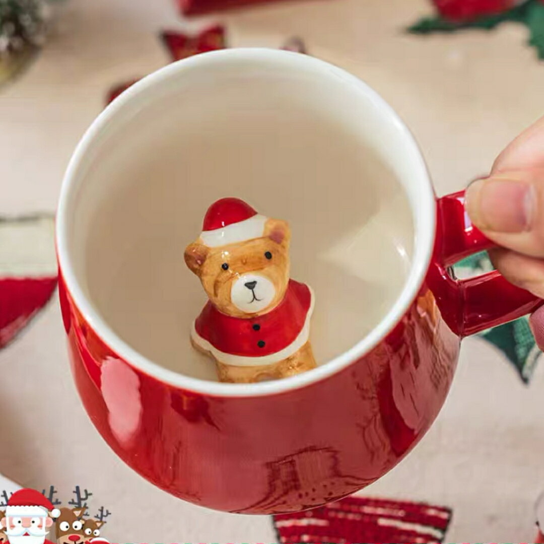 A060466マグカップ クリスマス コップ サンタクロースティーカップ 立体陶器