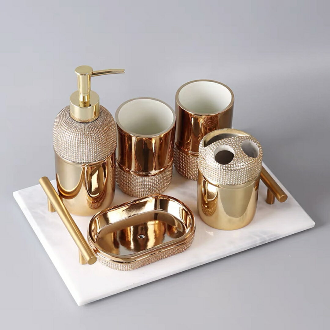 A031306高級サニタリー6点セットディスペンサー 歯ブラシスタンド ．洗面所用品