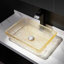 A032359高級洗面台 洗面ボウルセット ガラス手水鉢 洗面器 蛇口 排水金具付き