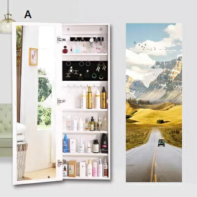 A054984HM4収納棚 スタンドミラー 全身鏡 ミラー付きラック ．収納ラック ジュエリー収納ミラー