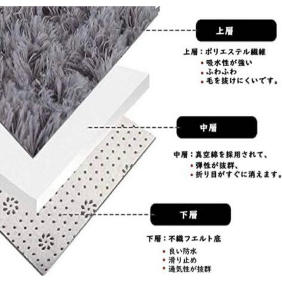 A037318カーペット絨毯 ラグマット シャギーラグ ラグふわふわ 滑り止め付き 厚手 [2]