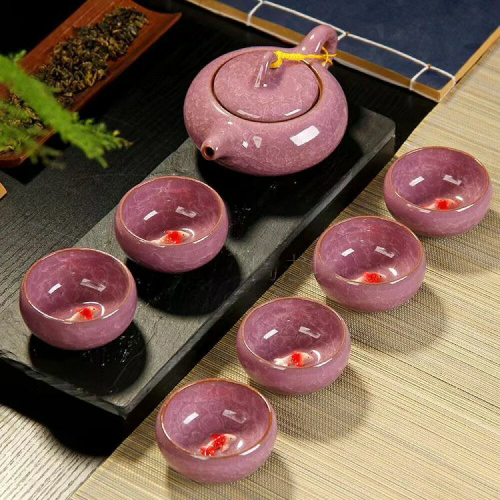 A0355466客茶器揃 茶器セット お茶 陶器 湯呑み 急須茶器セット 立体金魚型