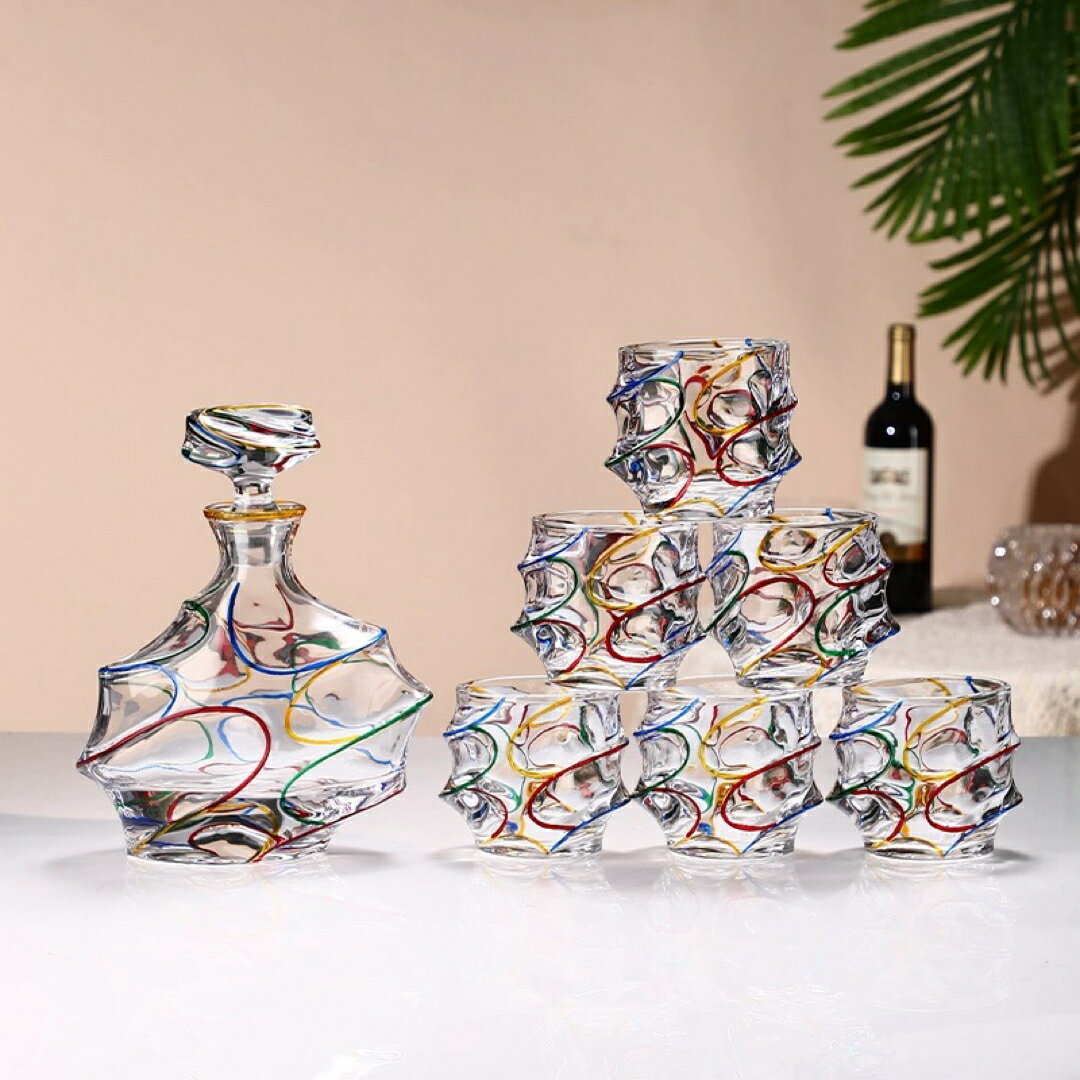 A031420高級デカンタとグラスセット ガラス食器 ウイスキーグラス ロックグラス7点セット