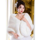 A060526豪華肩掛け 大判ショール ファーストール .毛皮風ケープ結婚式 ボレロ ポンチョ