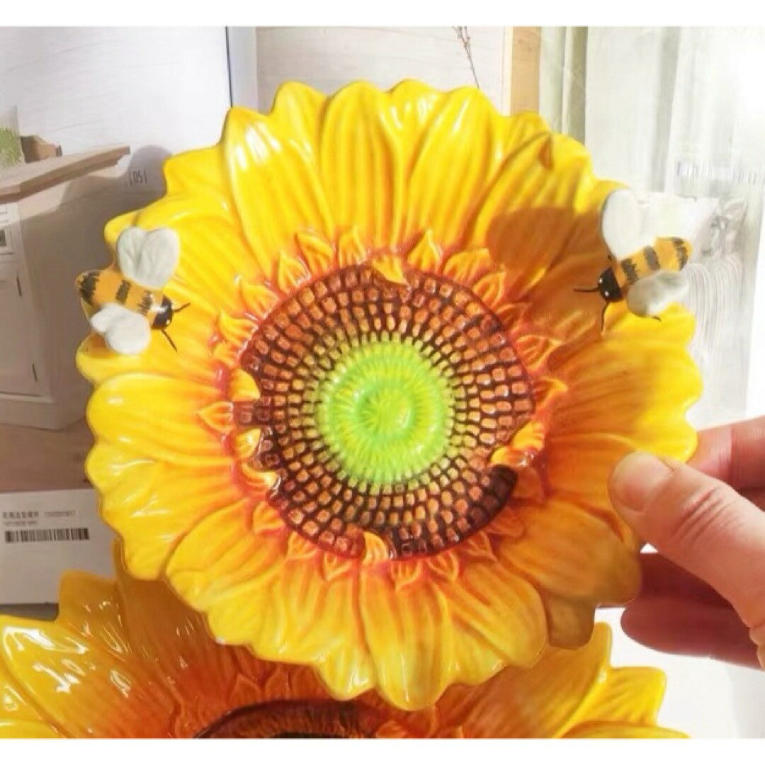A032043ヒマワリお皿 プレート 食器 陶磁器 花柄 小物入れ