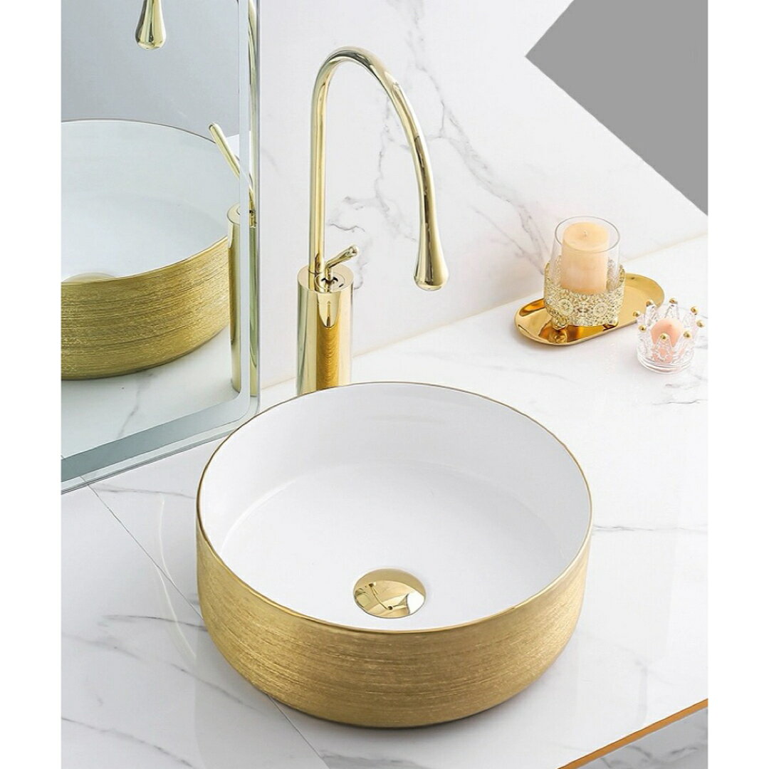 Other - A032413高級洗面台 洗面ボウルセット 陶器 手水鉢 洗面器 蛇口 排水金具付き