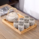 A0376566客茶器揃 湯呑 急須ポット .茶器セット ティーセット トレー付き(3)