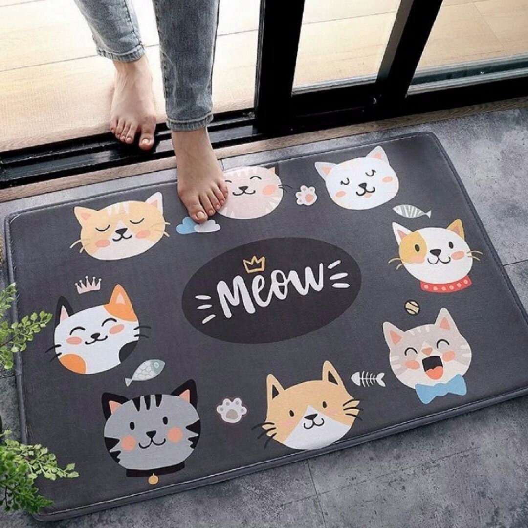 A037717猫柄ネコ☆ラグマット 玄関マット カーペット お風呂マット cat 可愛い雑貨