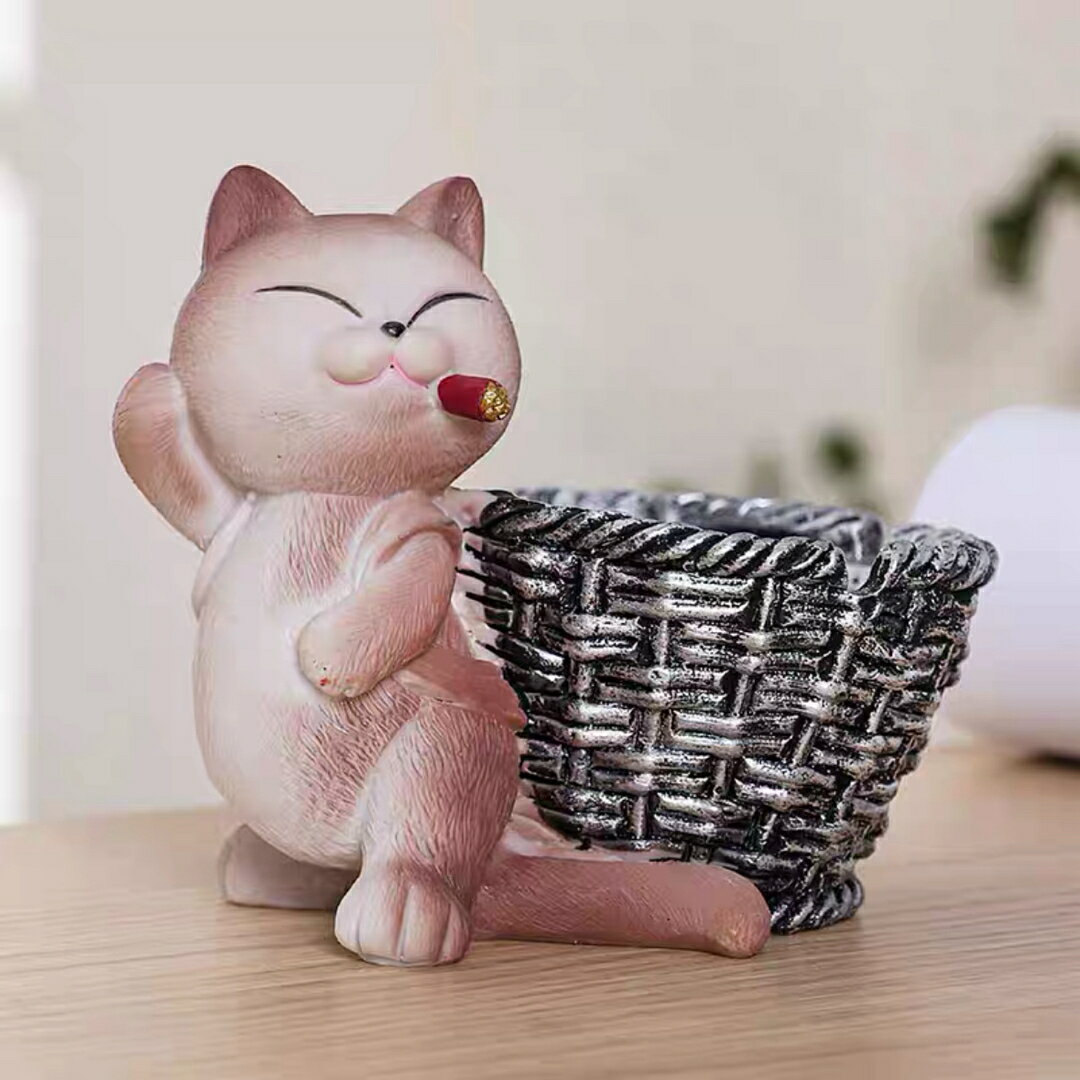 A037776オブジェ 猫型 はいざら 置物灰皿 おしゃれ 卓上 灰皿 小物入れ