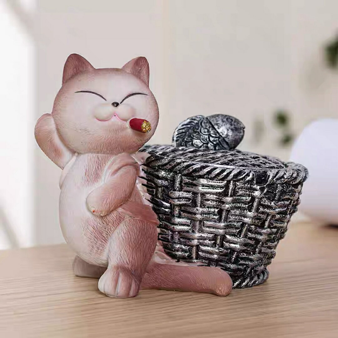 A037779オブジェ 猫型 はいざら 置物灰皿 おしゃれ 卓上 灰皿 小物入れ