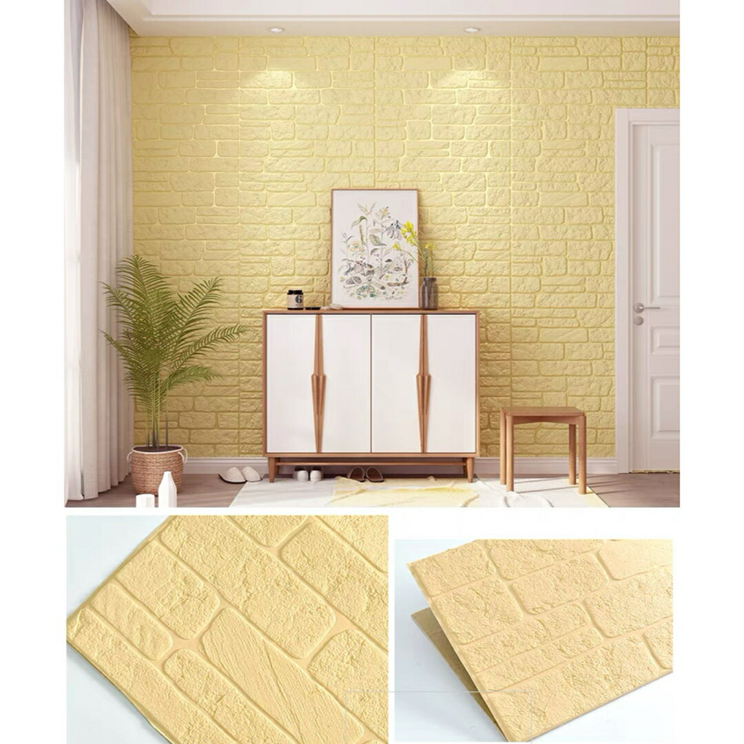 A037854背景壁 3D立体レンガ模様壁紙 防水 汚い防止 カビ防止 粘着シート エコ素材