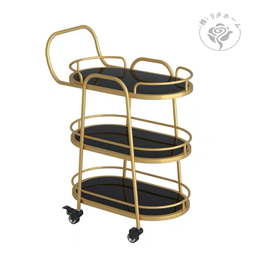 A037963カフェカート サイドテーブル ．小物入れ．キッチンワゴン．カートワゴン　ガラス