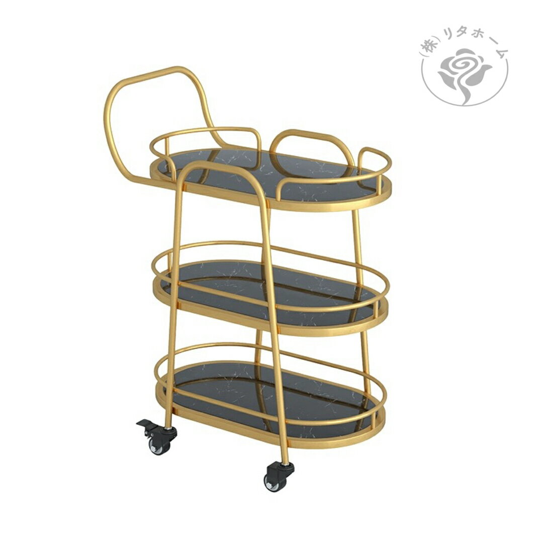 A037965カフェカート サイドテーブル ．小物入れ．キッチンワゴン．カートワゴン人造大理石