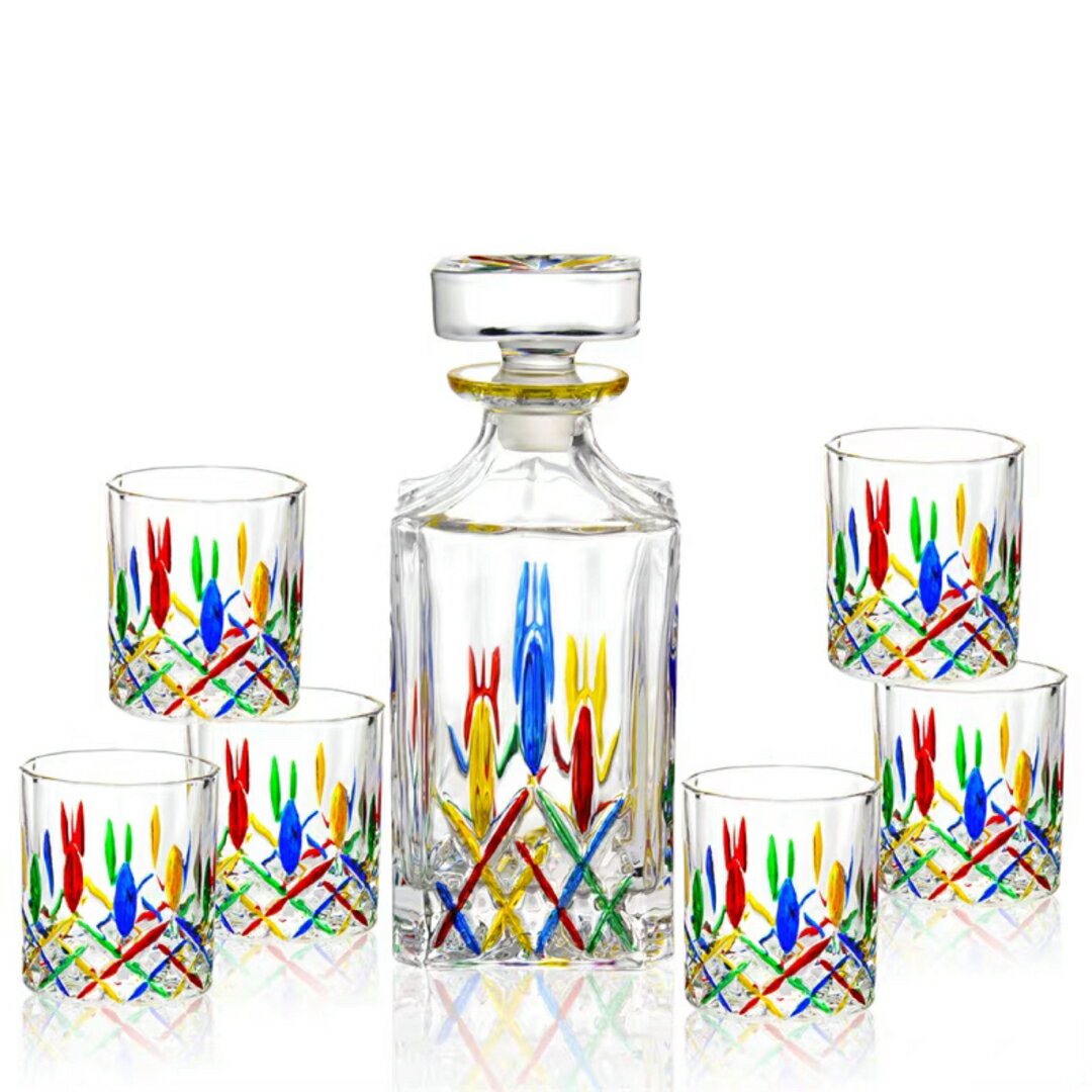 A038074高級デカンタとグラスセット ガラス食器 ウイスキーグラス ロックグラス7点セット