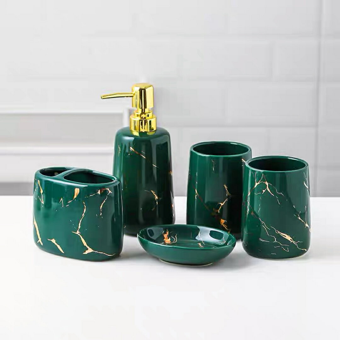 高級感サニタリー5点セットディスペンサー 歯ブラシスタンド 洗面所用品