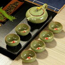 A0381876客茶器揃 茶器セット お茶 陶器 湯呑み 急須茶器セット 立体金魚型