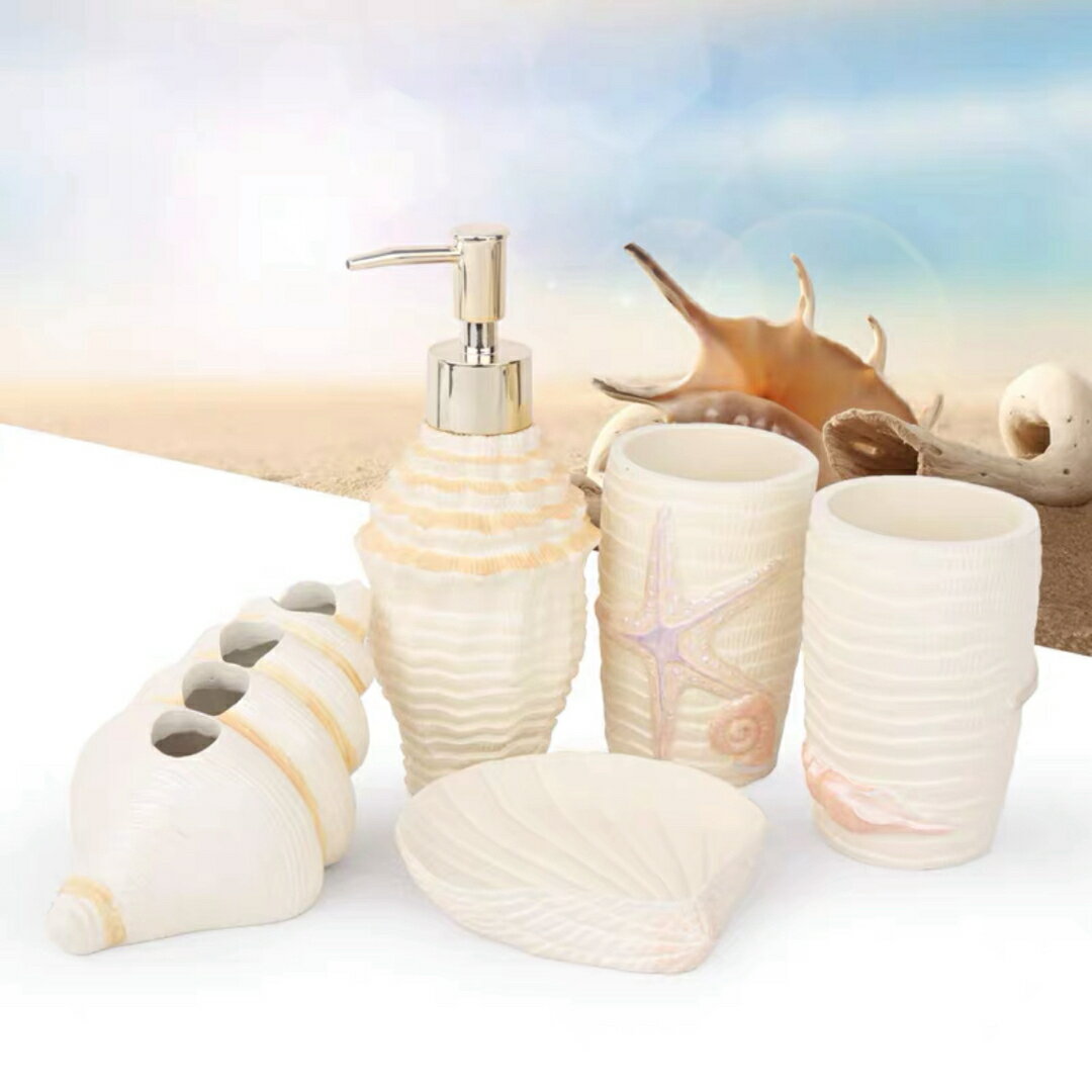 A038202高級感サニタリー5点セットディスペンサー 歯ブラシスタンド ．洗面所用品