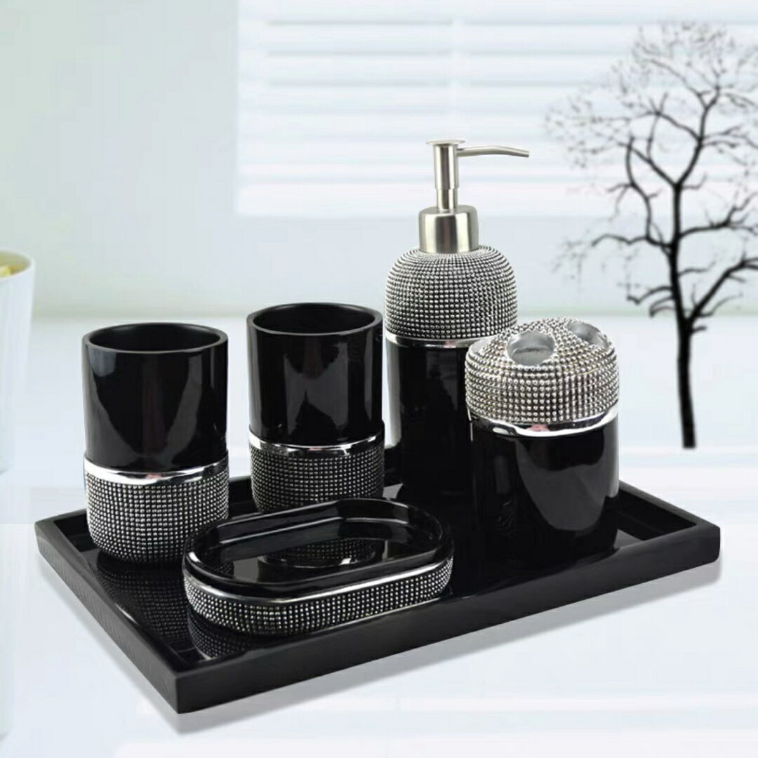 Standing Lights - A038231高級感サニタリー6点セットディスペンサー 歯ブラシスタンド 洗面所用品
