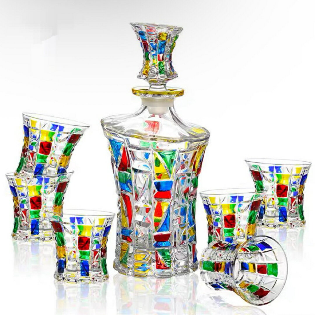 A038302高級デカンタとグラスセット ガラス食器 ウイスキーグラス ロックグラス7点セット