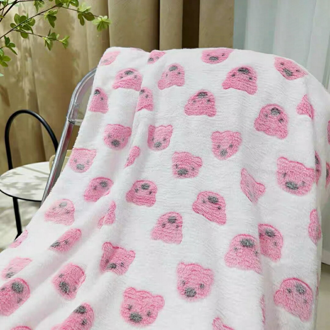 可愛い 毛布ブランケット寒さ対策グッズ　ひざ掛け かけ布団 暖かい ピンク　熊
