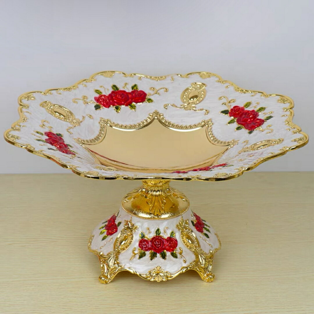 A038406高級果物皿　盛り皿 お菓子皿、フルーツプレート、花柄豪華〜果物カゴ お菓子鉢．