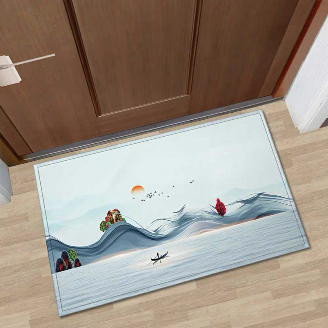 A038601緑 風水ラグマット リビングマット 玄関マット お風呂マット 景色 滑り止め