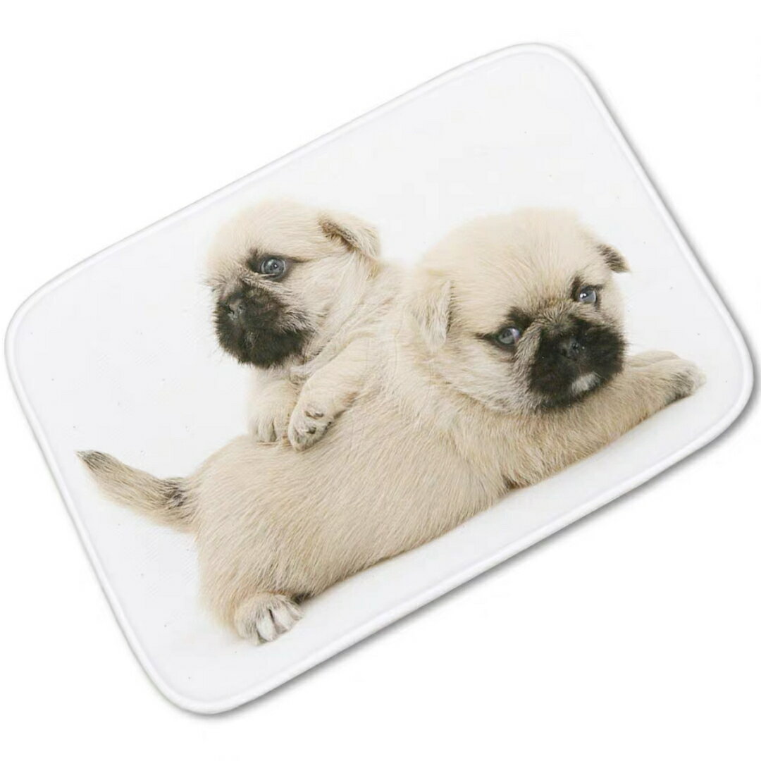 A038621パグ犬 ラグマット リビングマット 玄関マット お風呂マット pug犬柄雑貨