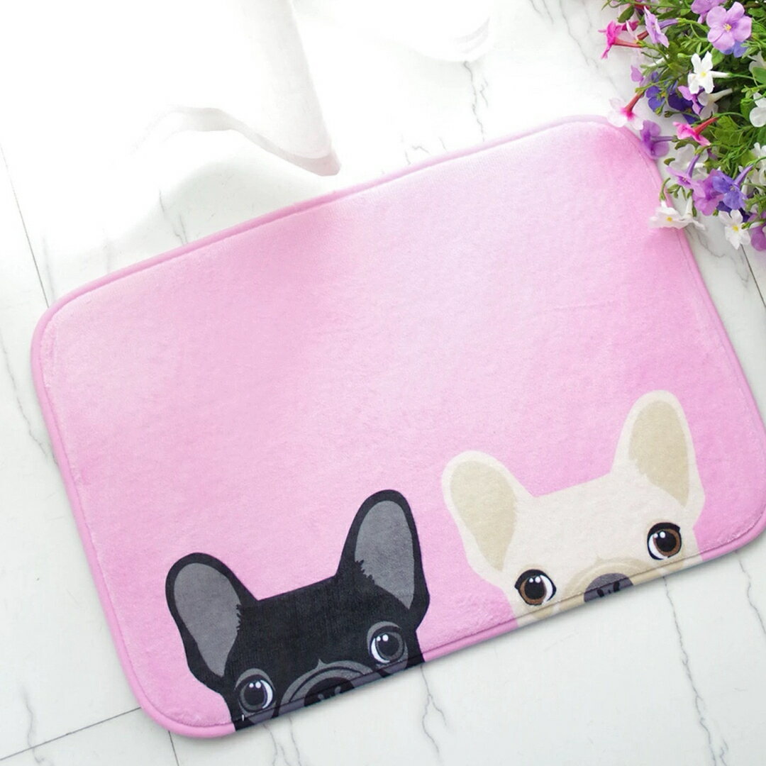 A038624ブルドッグ犬 ラグマット リビングマット 玄関マット お風呂マット 犬柄雑貨