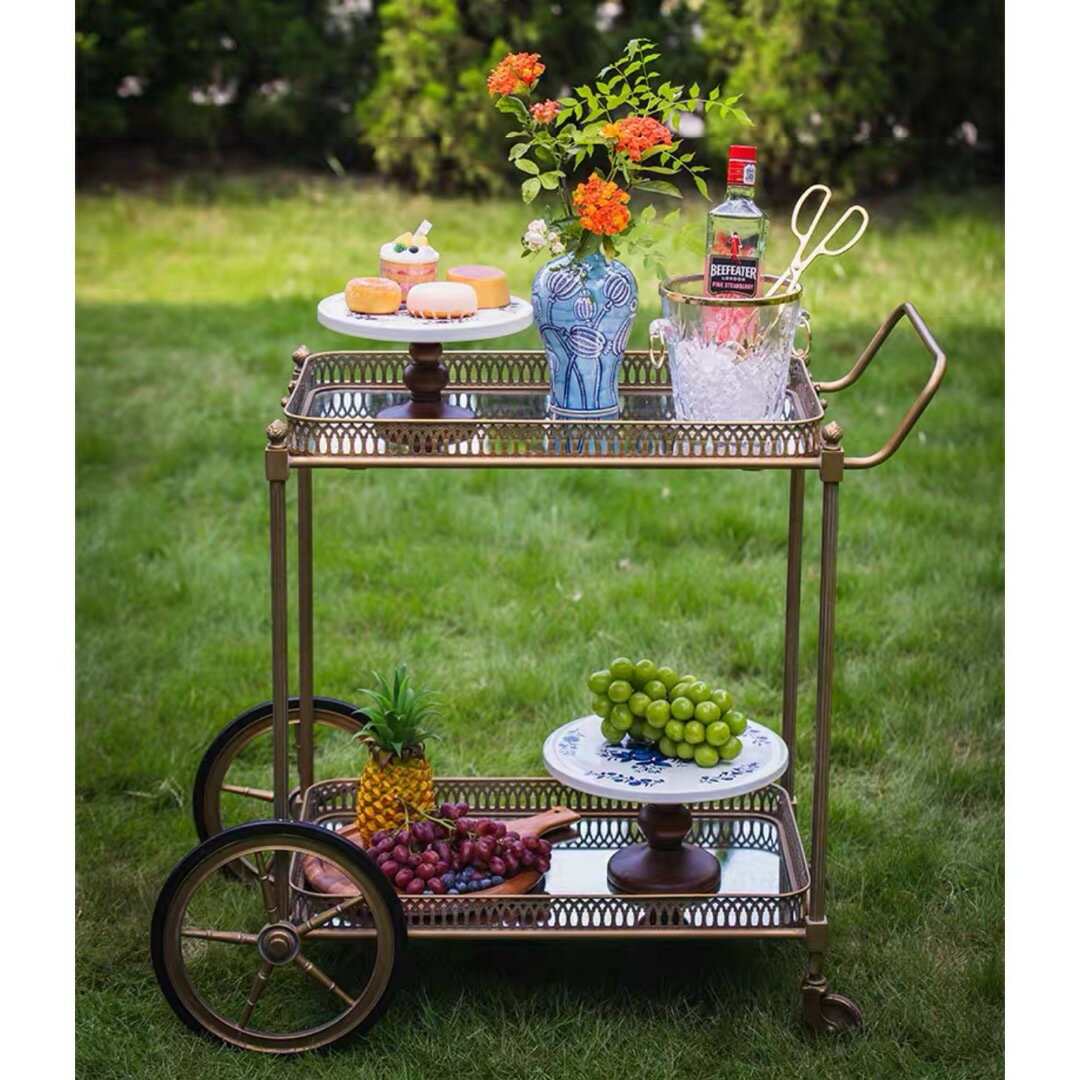 A038705カフェカート サイドテーブル ．小物入れ．キッチンワゴン．カートワゴン