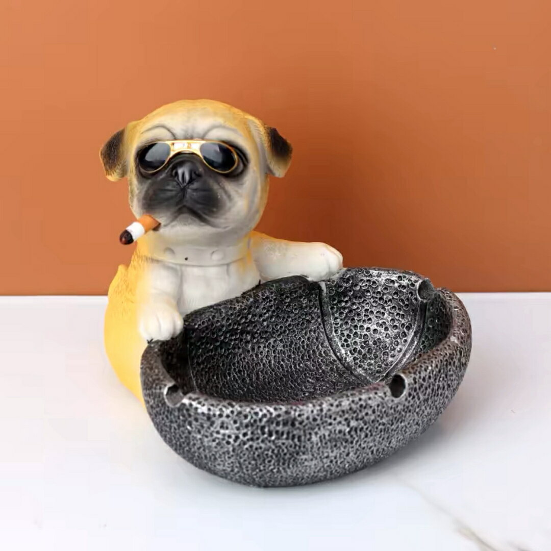 A038823犬型 灰皿 イヌ 卓上収納　小物入れ パグ雑貨 キーケース　置物 PUG