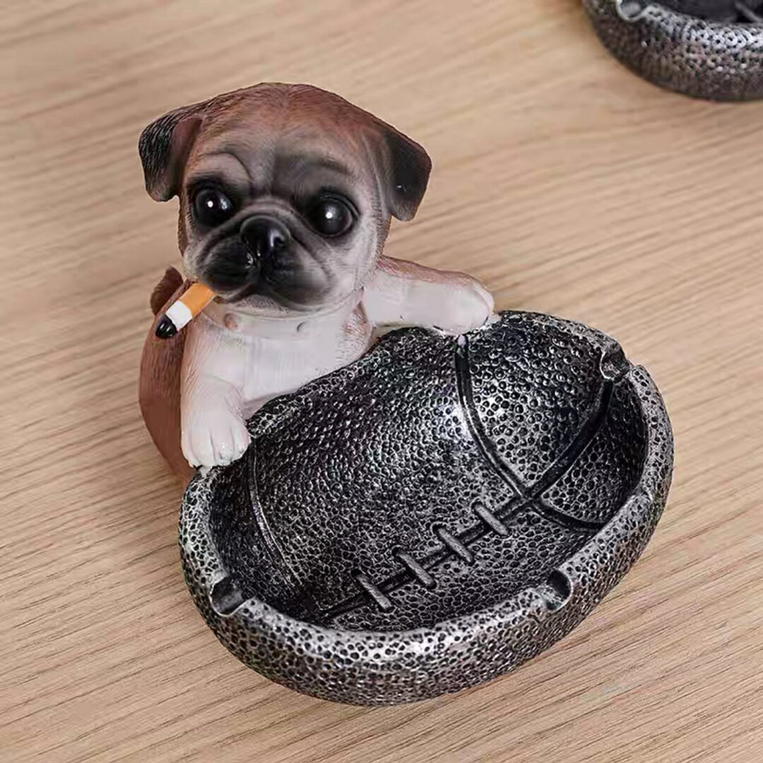 A038833犬型 灰皿 イヌ 卓上収納　小物入れ パグ雑貨 キーケース　置物 PUG