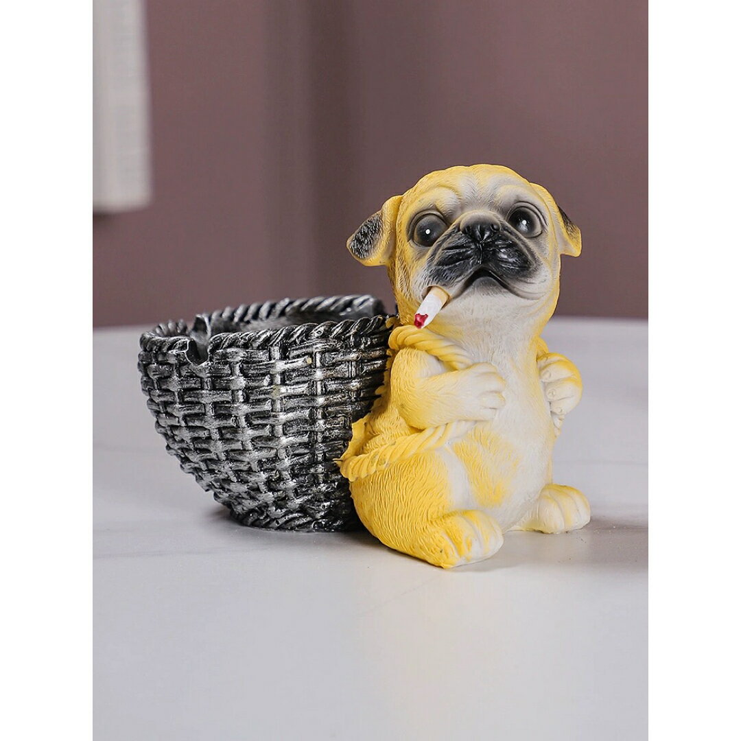 A038835犬型 灰皿 イヌ 卓上収納 小物入れ パグ雑貨 キーケース 置物 PUG