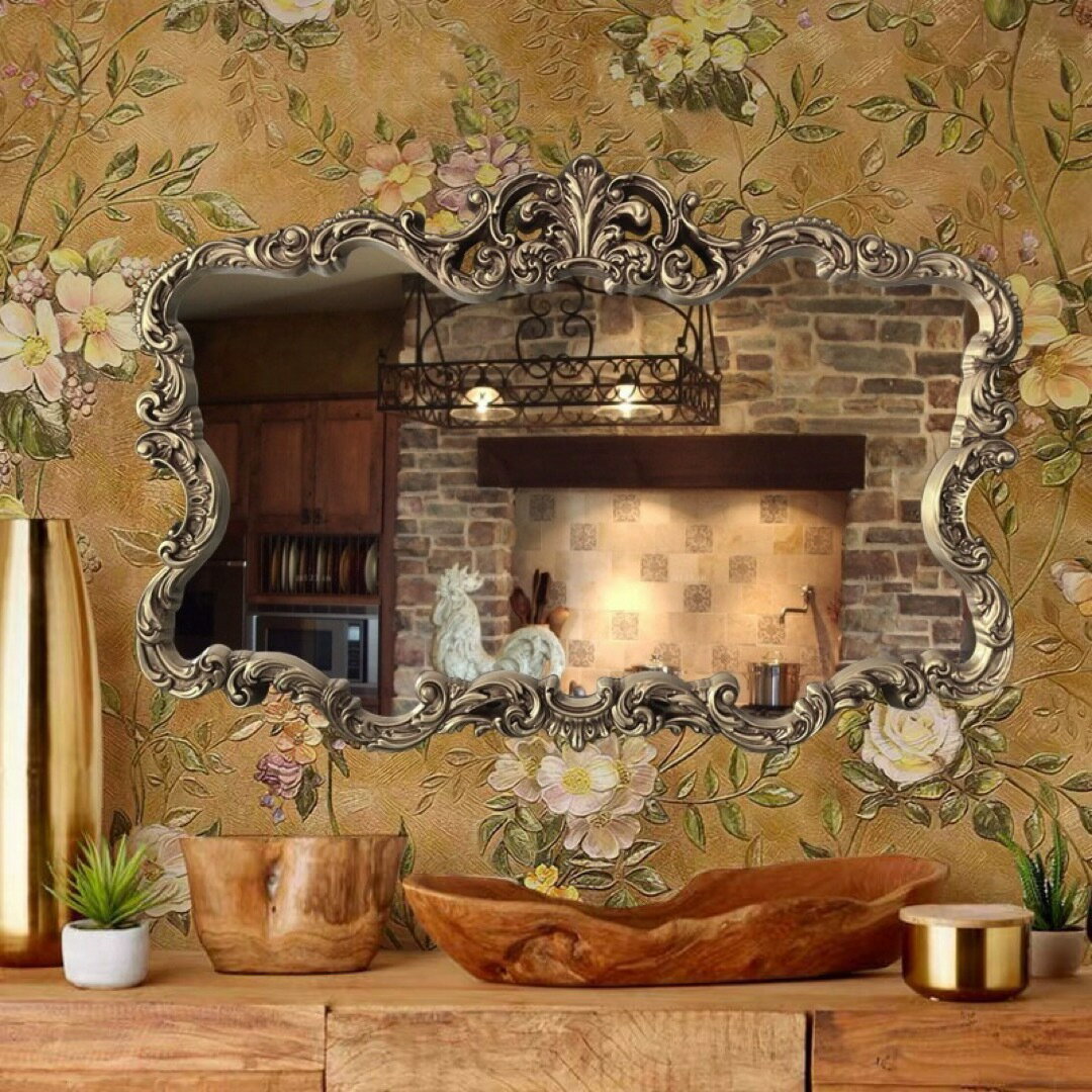 A038914高級感 豪華鏡 アンティーク調 壁掛け鏡 壁掛け ．壁掛けミラー ウォールミラー