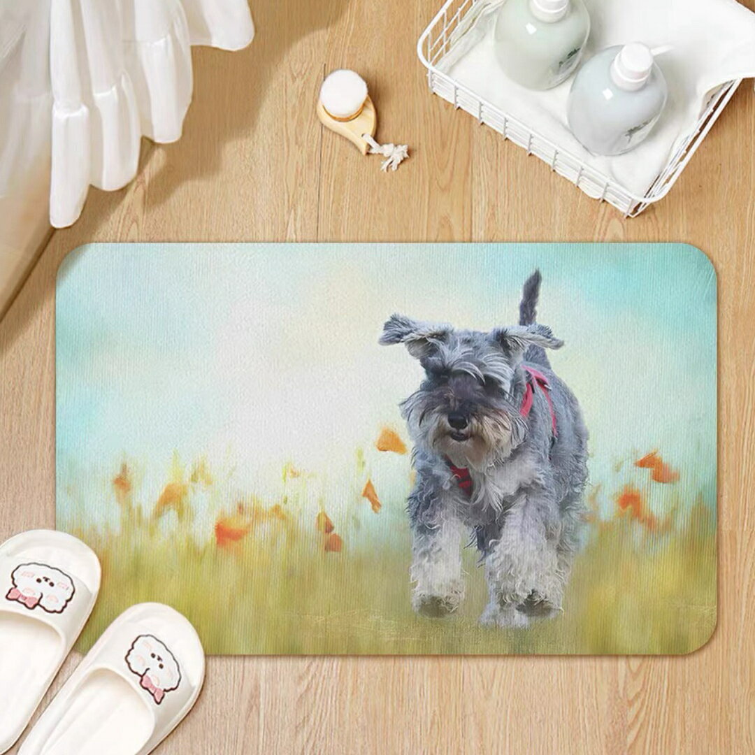 シュナウザー犬ラグマット リビングマット 玄関マット お風呂マット 犬柄雑貨