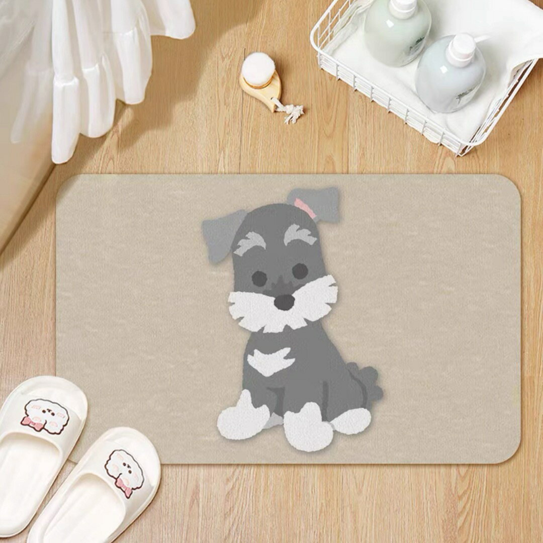 シュナウザー犬ラグマット リビングマット 玄関マット お風呂マット 犬柄雑貨