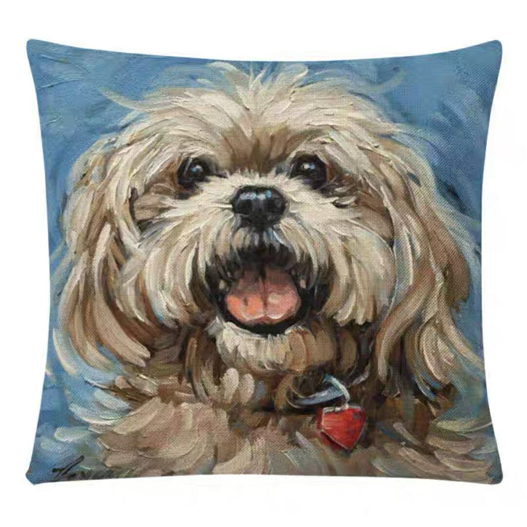 A039001癒し系　クッションカバー45×45cm ヨークシャ柄 クッション カバー 雑貨