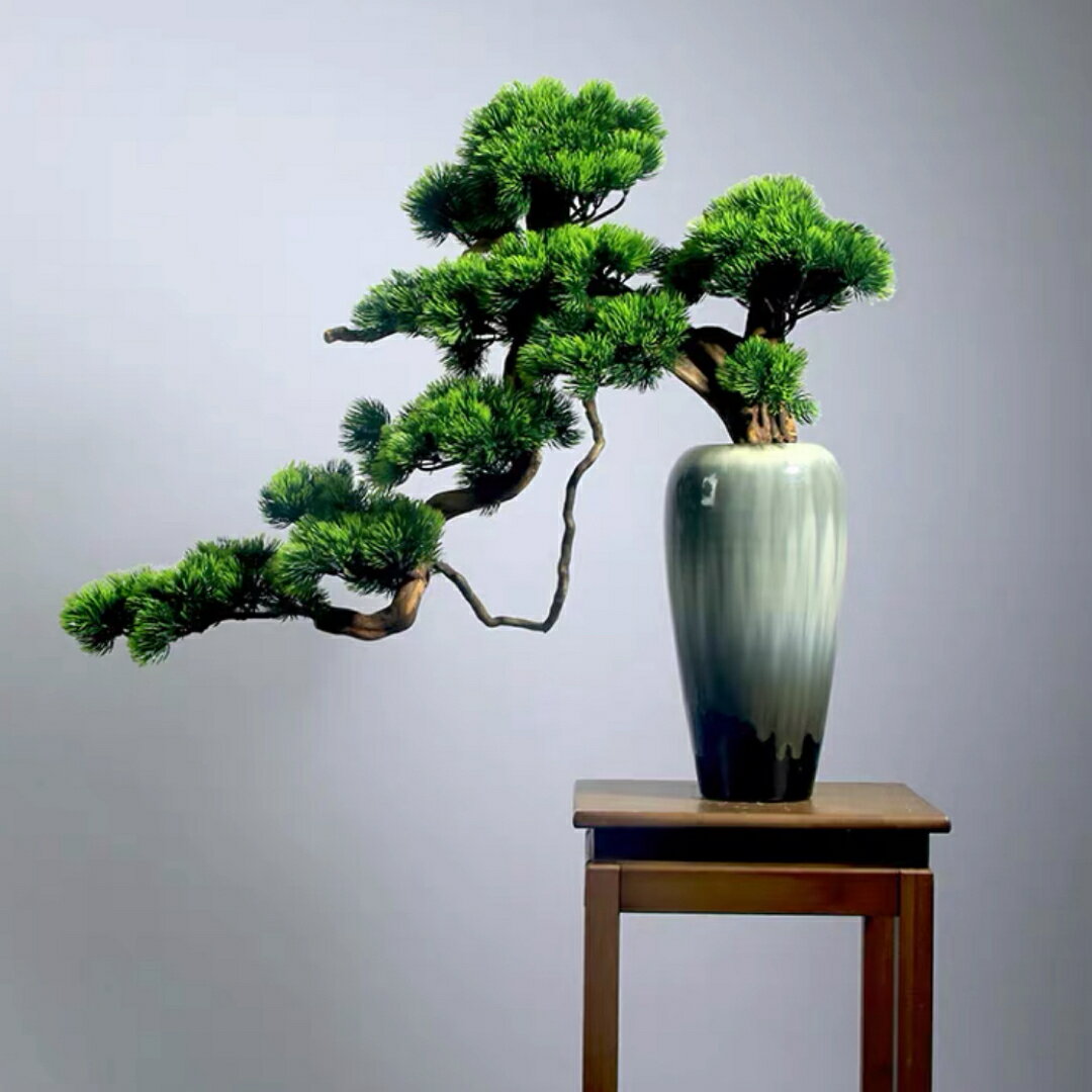A039112インテリアグリーン 高級模造迎客松盆栽 置物 禅意迎客松盆栽装飾品人工観葉植物
